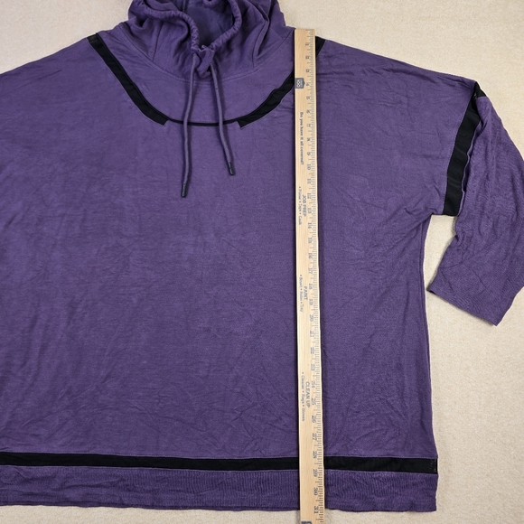 Te Verde Purple Hooded Tunic Sweatshirt Womens 3X Black Trim Pullover - Picture 4 of 8
